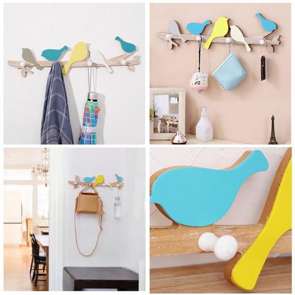 крюки для пальто, поставки стены птицы комнаты ребенка 48*13.5cm ремесел Natrual деревянные