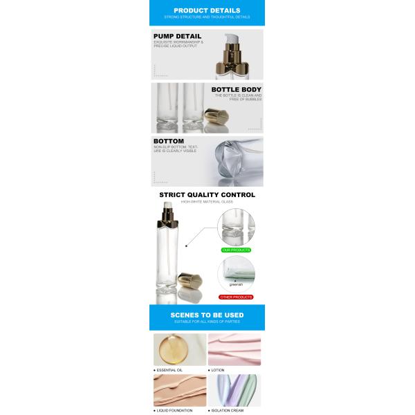 Крем для лица косметическая стеклянная бутылка эфирного масла бутылка 100 мл 150 мл с лосьонным насосом для упаковки косметики