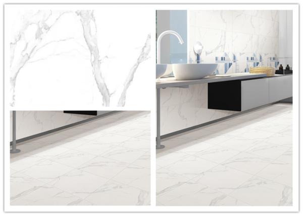 Carrara Outdoor Patterned Porcelain Tiles Low Absorption Rate Super White Color