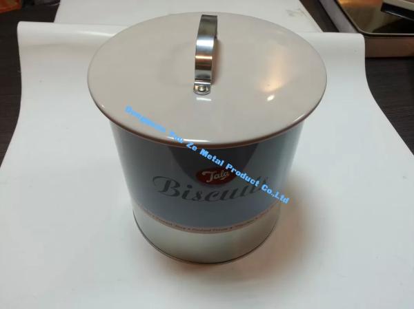 Jala Cookie Tins  Biscuits Food Grade Tin Containers Blue Cookie Tin with Handle on Cap