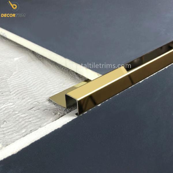 Custom Stainless Steel Tile Trim 10mm X 10mm High Gloss Gold Square External