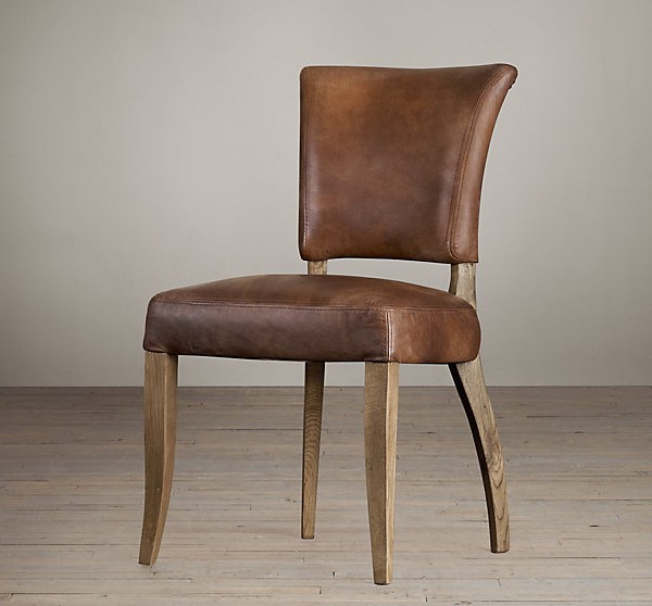 Classic french style resturant event dining chair leather material back with nails and seat with sold wood rental chairs