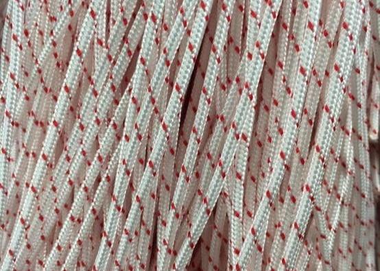 White 6 - 10mm Double Braid Polyester Rope  3/8 In With Red Tracers