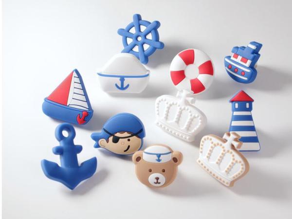 Mediterranean style Kids Drawer Knobs Zinc Alloy Based Rubber Closet Decoration Pulls Rubber Handles