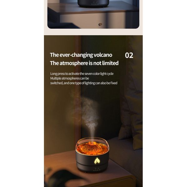 Electric Ultrasonic Aroma Air Humidifier Volcano Design USB Powered Timing Function