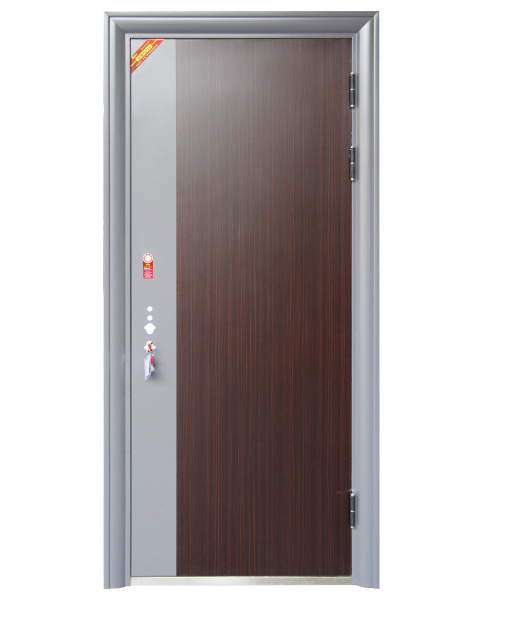 Multiple Styles Thick Hotel Security Door Black Panel Steel Door For Exterior Entry
