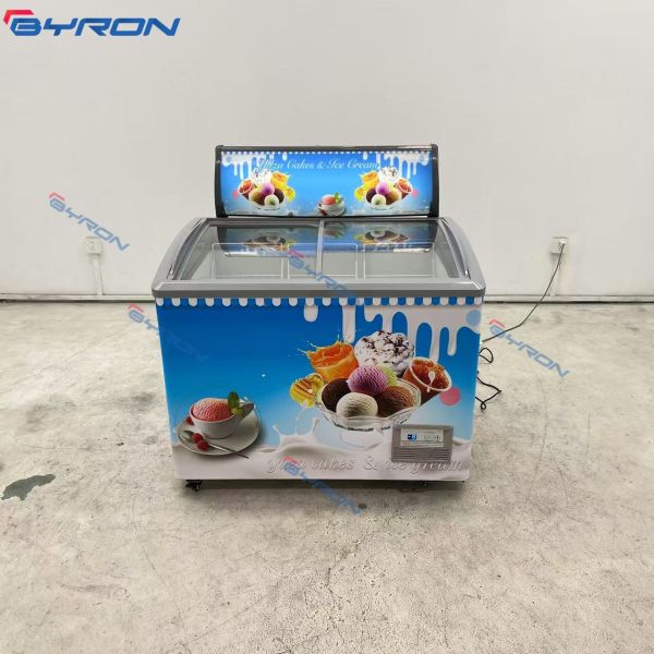 Commercial Ice Cream Freezer Sliding Chest Freezer Glass Top Horizontal