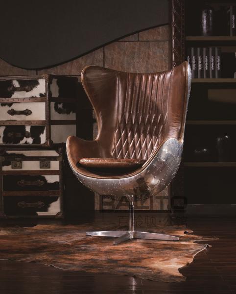 antique club leather swivel chair with aluminium shell,#K616