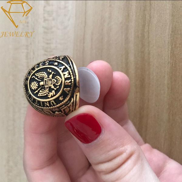 Deep Engraved Steel U.S Mens 18K Custom Military Rings