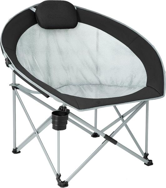 Folding Moon Chair - Large Saucer UFO Chair with Collapsible Metal Frame, Moon Round Camping Chair