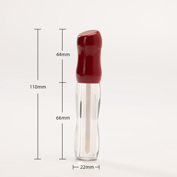 Lip Gloss Bottles Hourglass Curved Shape Clear Lip Glaze Tubes with Applicator Wands Multi Glossy Red Brown Caps Refillable Lip Makeup Containers for Lip Oil Lip Gloss