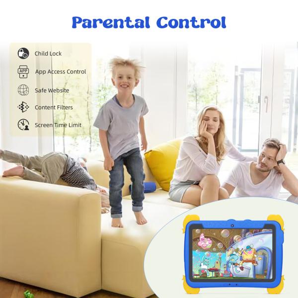 C idea Kids Tab 10.1inch Android 13 Tablet for Child 4GB RAM 64GB ROM Eye Protection Touchscreen for kids 3-8 ages