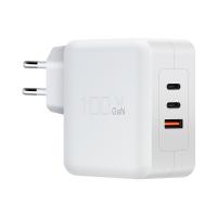 Chargeur GaN PD 100W avec ports 1A+2C, prise UE pour ordinateurs portables
