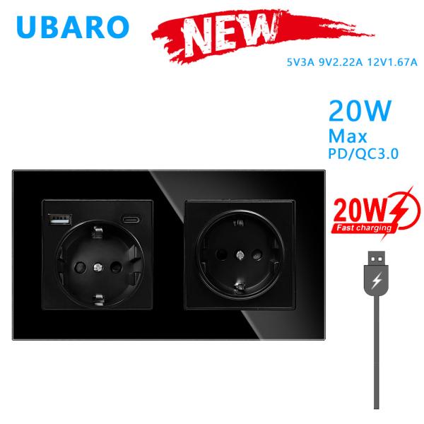 153*82*35mm Electric Wall Socket European Standard Tempered Glass Panel