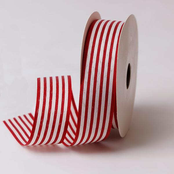 Wired Burlap Ribbon Spool Roll 100% Polyester Stripe Burlap Fabric