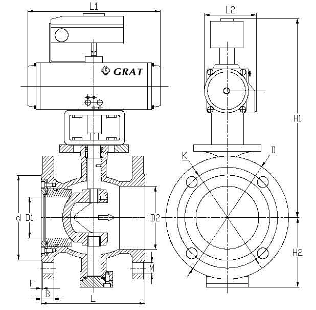 Stainless Steel Flange End Vacuum Ball Valve With Pneumatic Actuator DIN Standard