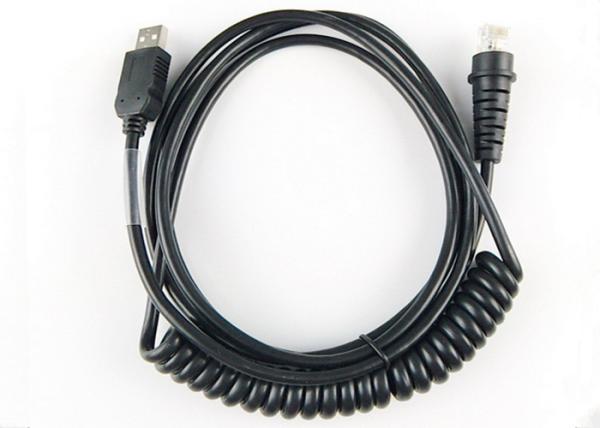Black Color Barcode Scanner Cable Copper Conductor 26 AWG Wire Gauge With Chip