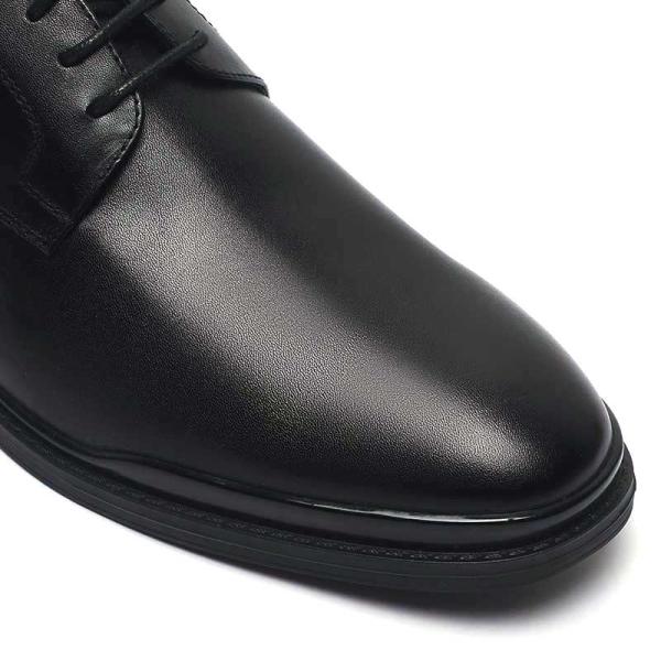 Anti Odor Breathable Mens Black Lace Up Leather Shoes