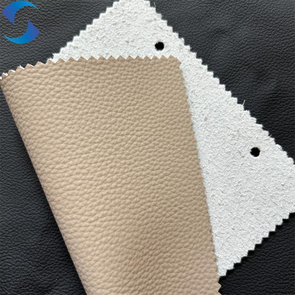 Anti rayures Beige EPU Faux cuir Eco Litchi Tissu en cuir artificiel en relief Rouleau imperméable à l'eau pour le siège d'auto Tissu