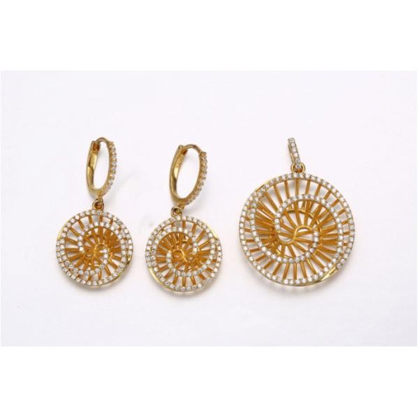 Циркуляра наборов AAA+ CZ 925 стерлинговое серебряное золото Bridal спиральное покрыло серебряные серьги