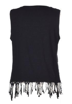 Beautiful Ladies Fashion Tops Black Sexy Lace Sleeveless Tops Polyester Material