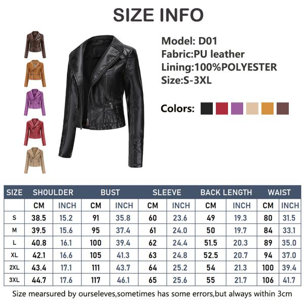 Дамы PU производителя одежды S-3XL небольшого количества кожаные застегивают на молнию карман пальто для женщин