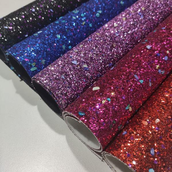 1.2mm 54/55' Fireproof PU Leather Sparkle Glitter Fabric