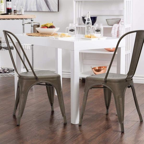 Metal Outdoor Indoor Stackable Restaurant Chairs Detachable Bronze Classic Style Restaurant