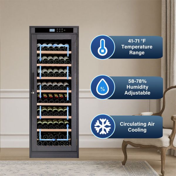 Wood Wine Cooler Cabinet with Digital Control Panel, LED Lighting & Water-resistant Construction for Home or Bar