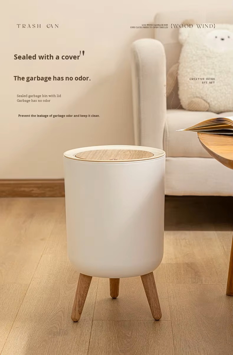Kitchen Bathroom Slim Open Top Trash Can With Lid Essential Household Supplies