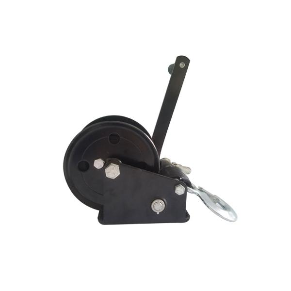 Black Portable Hand Winch With Brake 545kg Capacity With One Year Warranty