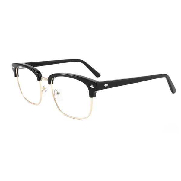 Square Men'S Acetate Metal Glasses Designer Non Prescription Clear Lens