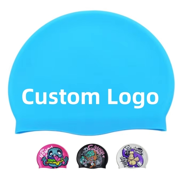OEM Pure Color Silicone Swim Cap With Waterproof UV Protection Outdoor Pool For Competitive