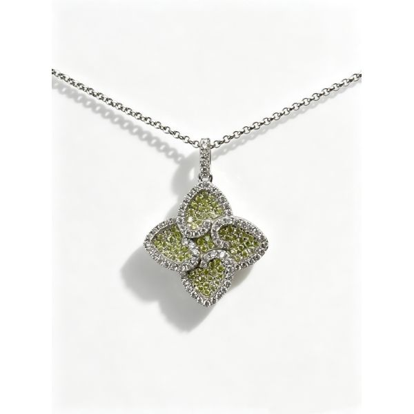 925 Sterling Silver Black White Micro Pave Setting AAA CZ Dangle Pendant 4 Leaf Shape Symbolizing Prosperity Longevity and Auspiciousness for Elegant Jewelry Collections, Lucky Jewelry Set