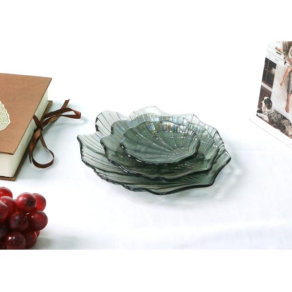 Rainbow Shell Crystal Lead Free Glass Tray Plate,Seashell Dinner Plate