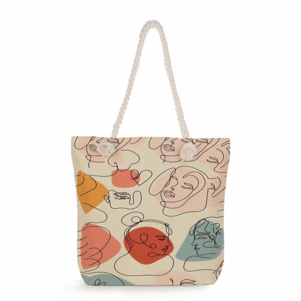 Women's Large Tote Bag Custom Canvas Reusable Shopping Bag with Print Pattern