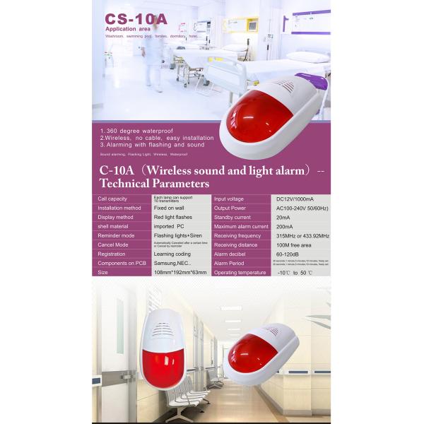 Sistema de alarma inalámbrico para inhabilitados de alta calidad con botón de llamada de emergencia de baño y luz de alarma