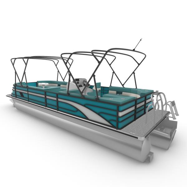 27FT Sport Pontoon Boat with 8.2m Length Four Side Sofa and Blue Interior for Family Leisure