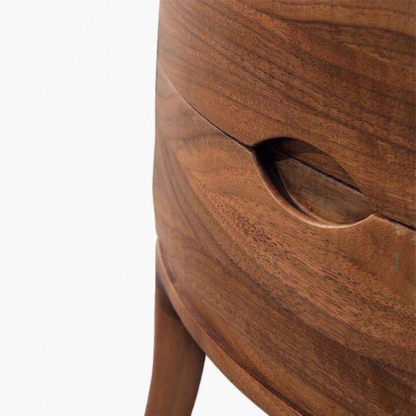 Small Modern Bedside Tables Dark Wood Round Nightstand Mute Slide Rail