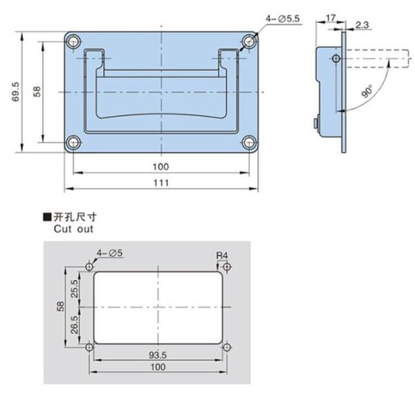 Industrial Zinc Alloy Tool Box Chest Handles Black Spray Coating