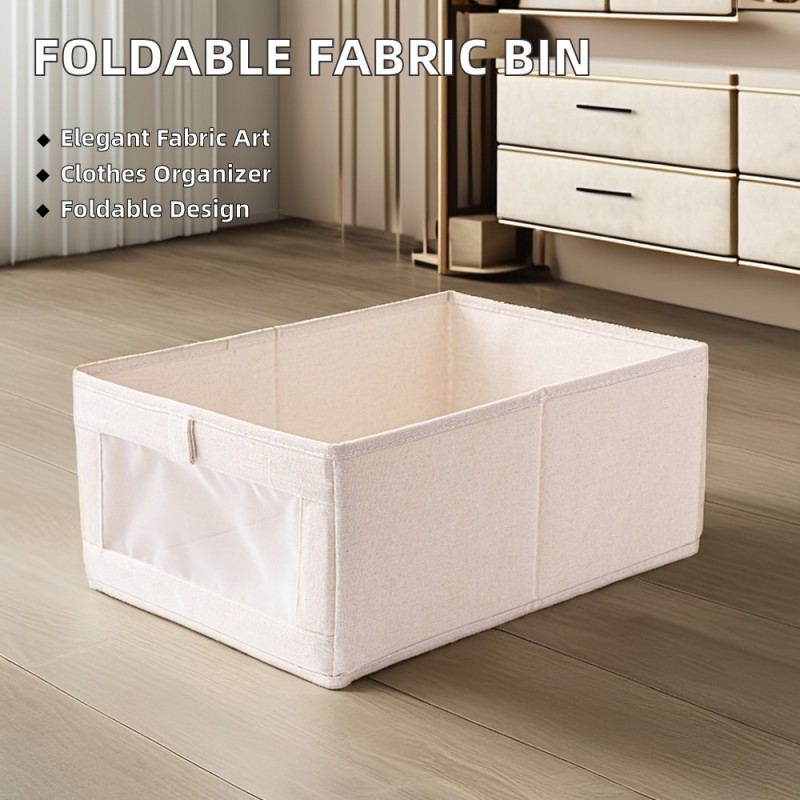 Large Visual Window Cotton and Linen Foldable Household Fabric Storage Box Classic Square New Storage Bins for Clothes Shoes