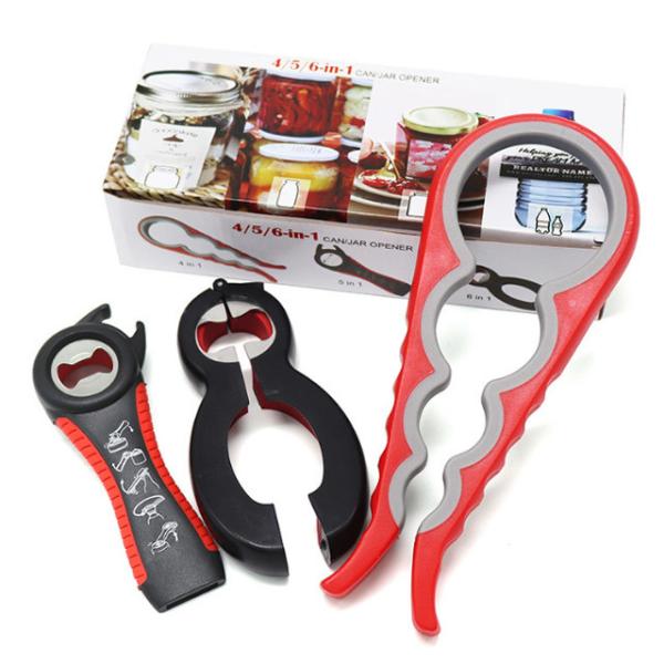 5 in 1 Multi Function Can Opener Bottle Opener Kit with Silicone Handle