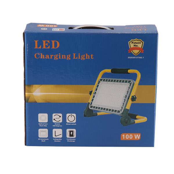 Metal Case LED Rechargeable Portable Work Light 100W 1500lm Yellow Color