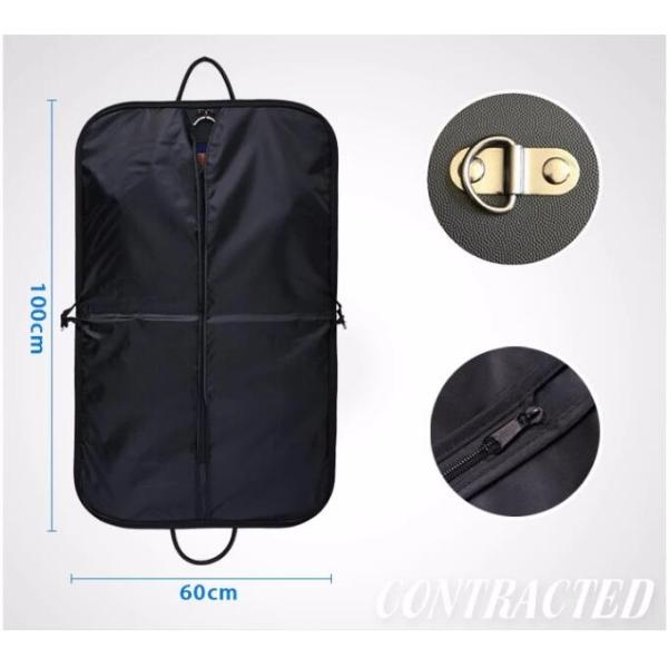 Raque Black 75g Unwoven Fabric PVC Cover Suit Garment Bag With Leather Handle, White Logo