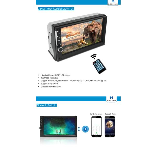 Высококачественное Дин Блуэтоотх 2 стерео автомобиля экрана касания 7 дюймов с обращать камеру