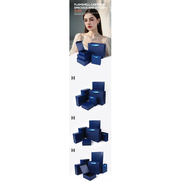 Paper jewelry Gift Box Packaging Eco Friendly Cardboard blue Magnetic Jewelry Box