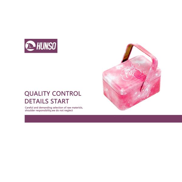 Christmas Metal Candy Gift Tin Cans Protective Coating Outside With Handle