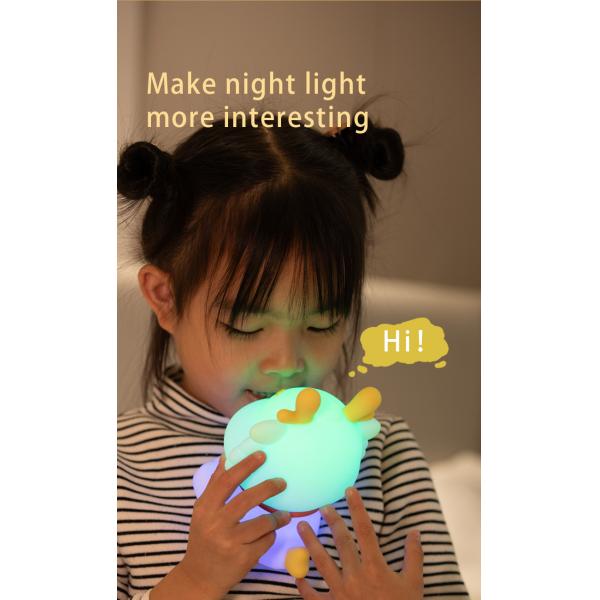 LED USB Recargable Dispersión Dragón Toque dibujos animados Decoración de dormitorio lindo Sillón de silicona para bebés Lámpara de mesa Luz nocturna