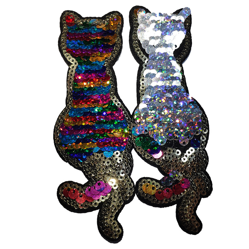 3D Cloth Patch Reversible Embroidery Patch Label with Beads and Sequins Embroidered Clothing Accessories Main Material Fabric