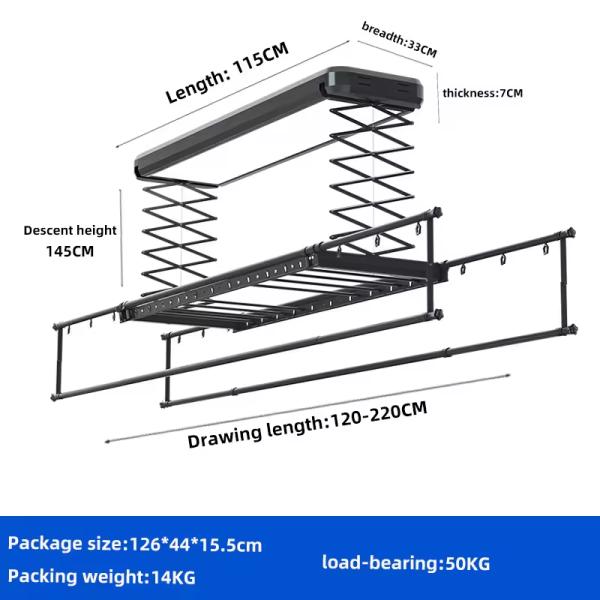 Effortless Sleek Balcony Ceiling Electric Lifting Laundry Folding Hanger Drying Rack